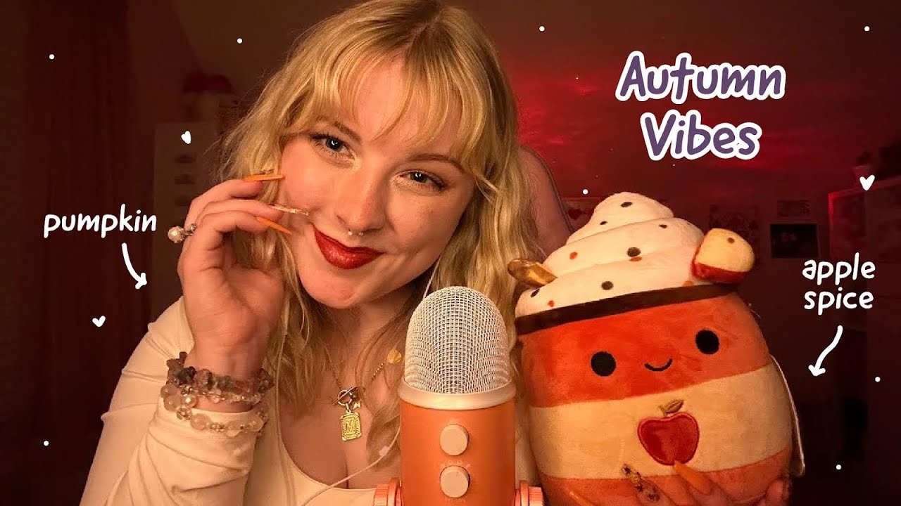 ASMR Comforting Fall Trigger Collection 🍁🍂 Scratching, Tapping, Cork, Cozy Rambling, Mouth Sounds ✨🩷