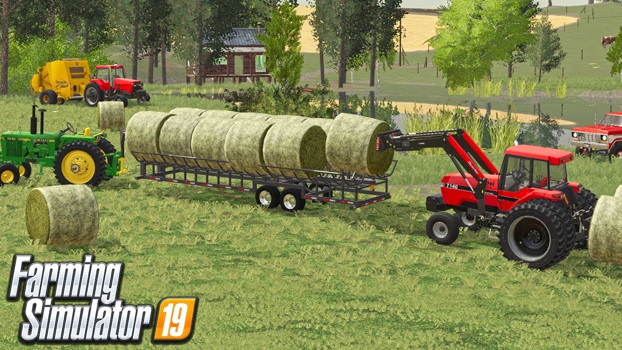 BALING & HAULING HAY | PICKED UP MY CHILD HOLD TRACTOR (FARM SAVE ROLEPLAY) FS19