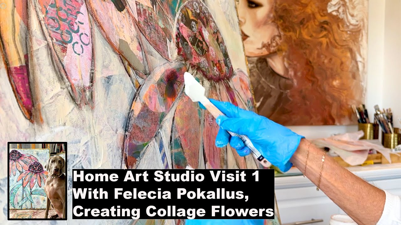 Home Art Studio Collage Demo - Large Flowers