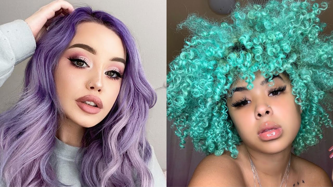 Os Cabelos Cacheados e Liso Coloridos MAIS Lindo do Instagram🎨💙