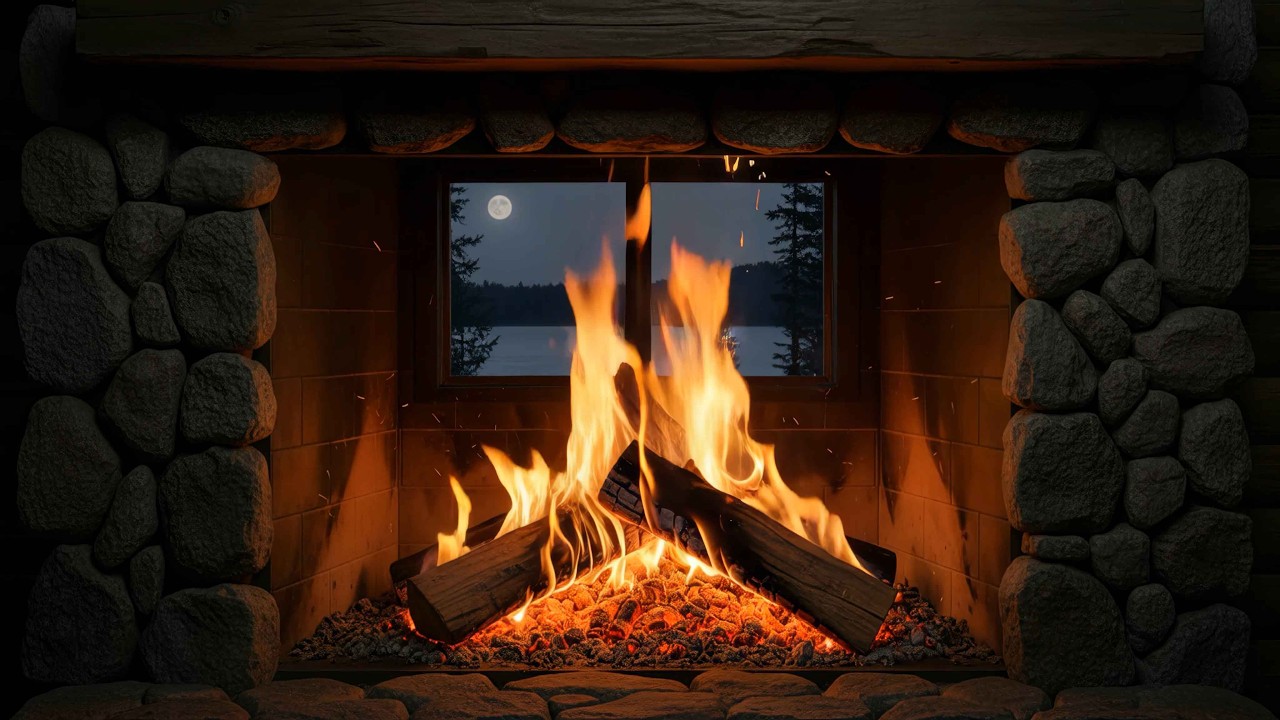3 Hours Fireplace 4K 🔥 Real Crackling Fire Sounds (No Music) for Deep Sleep