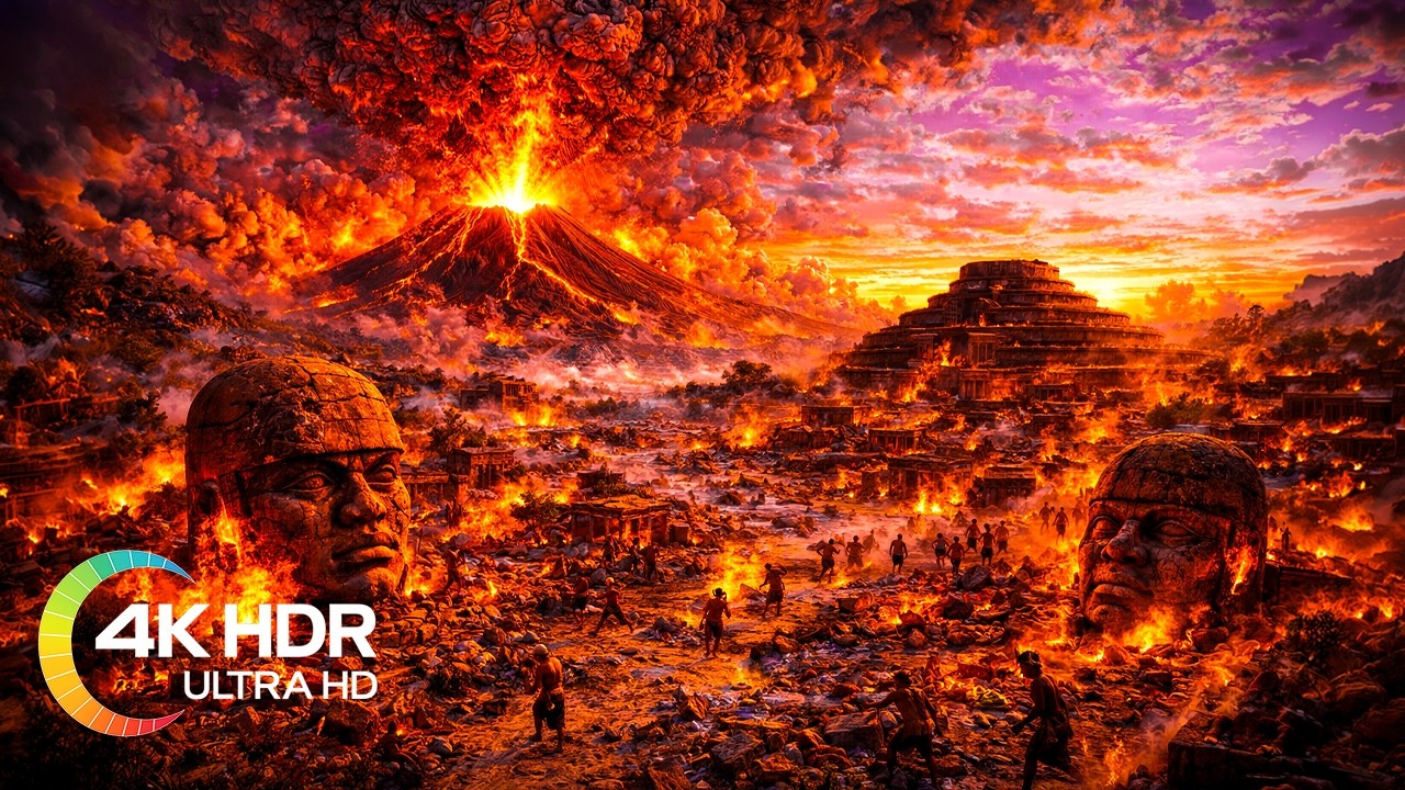 Iceland Volcano Eruption & Lava Flows in 4K Video Ultra HD with Relaxing Music