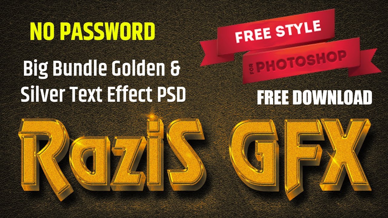 Big Bundle Golden & Silver Text Effect PSD Free Download By RaziS Graphics #texteffect #psdfiles