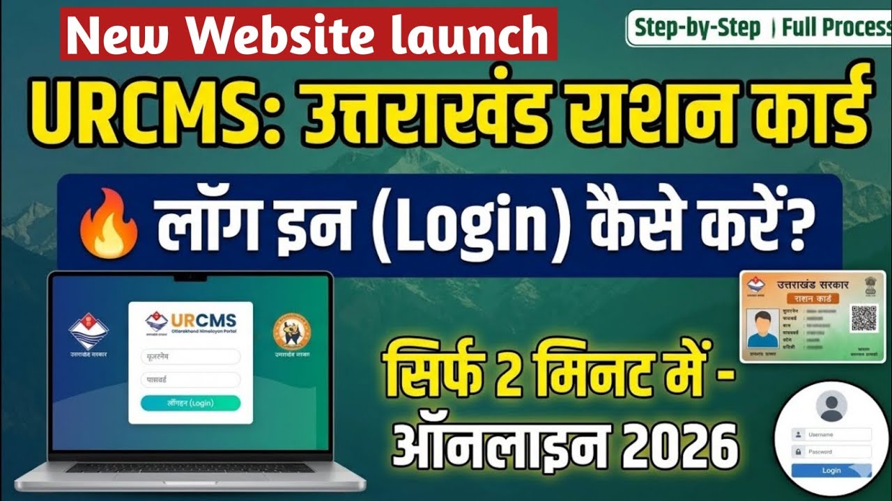 Uttarakhand Ration Card Login New Website | URCMS Portal Login Kaise Kare 2026 🔥 ! Ekyc kaise kare 