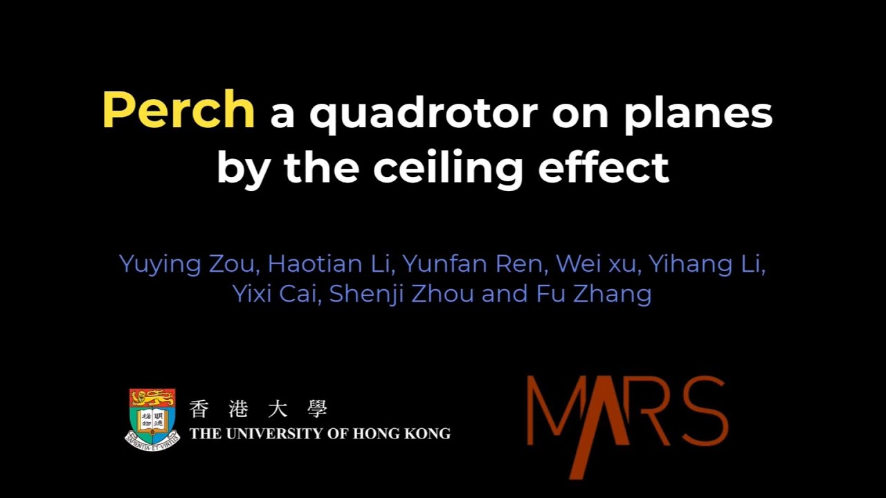 Perch a quadrotor on planes by the ceiling effect