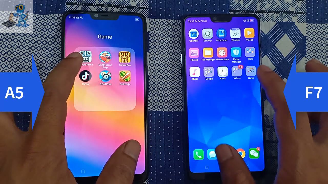 oppo A5 & F7 Speed test || checkout who is better between those two device.