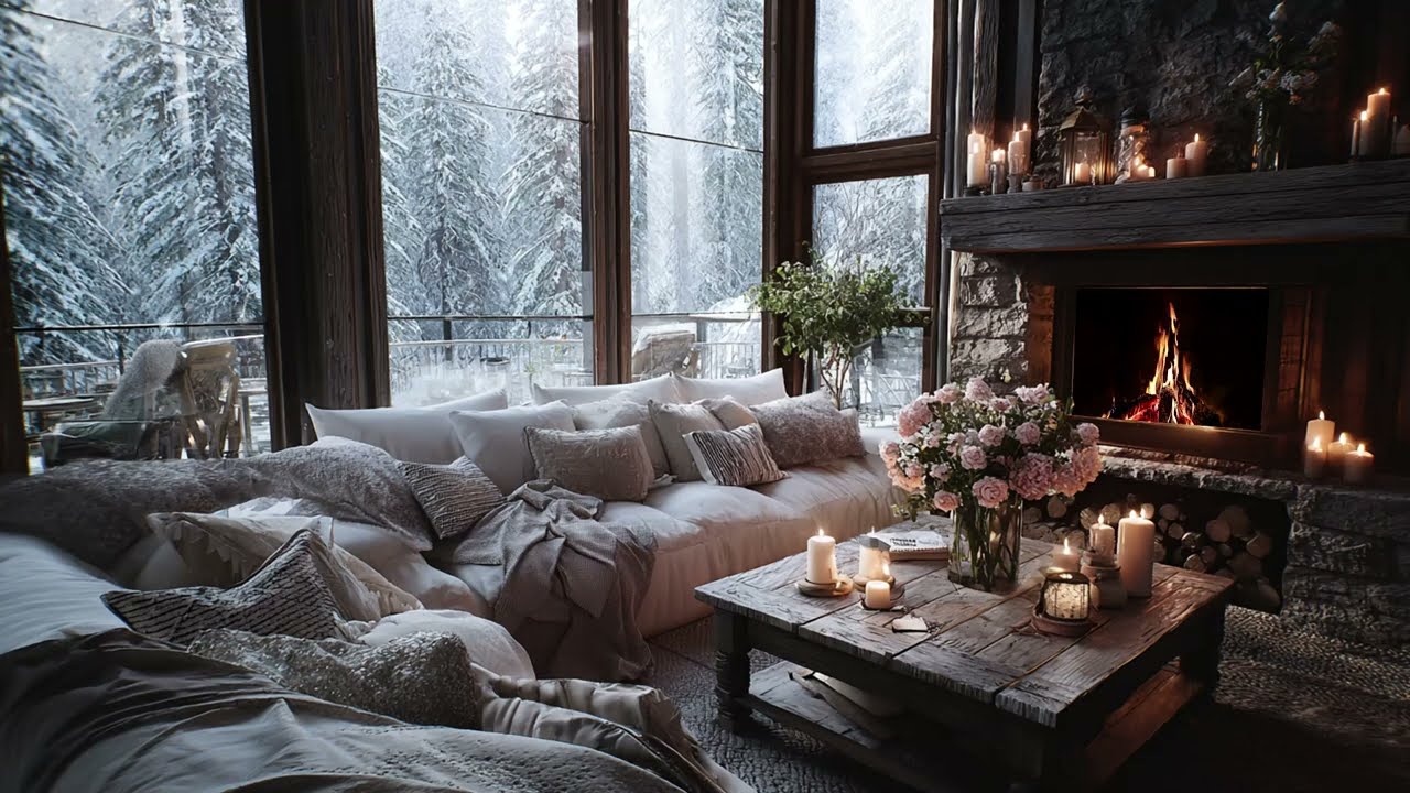 Gentle Piano Music With Snowfall And Fireplace For Cozy Nights And Better Sleep