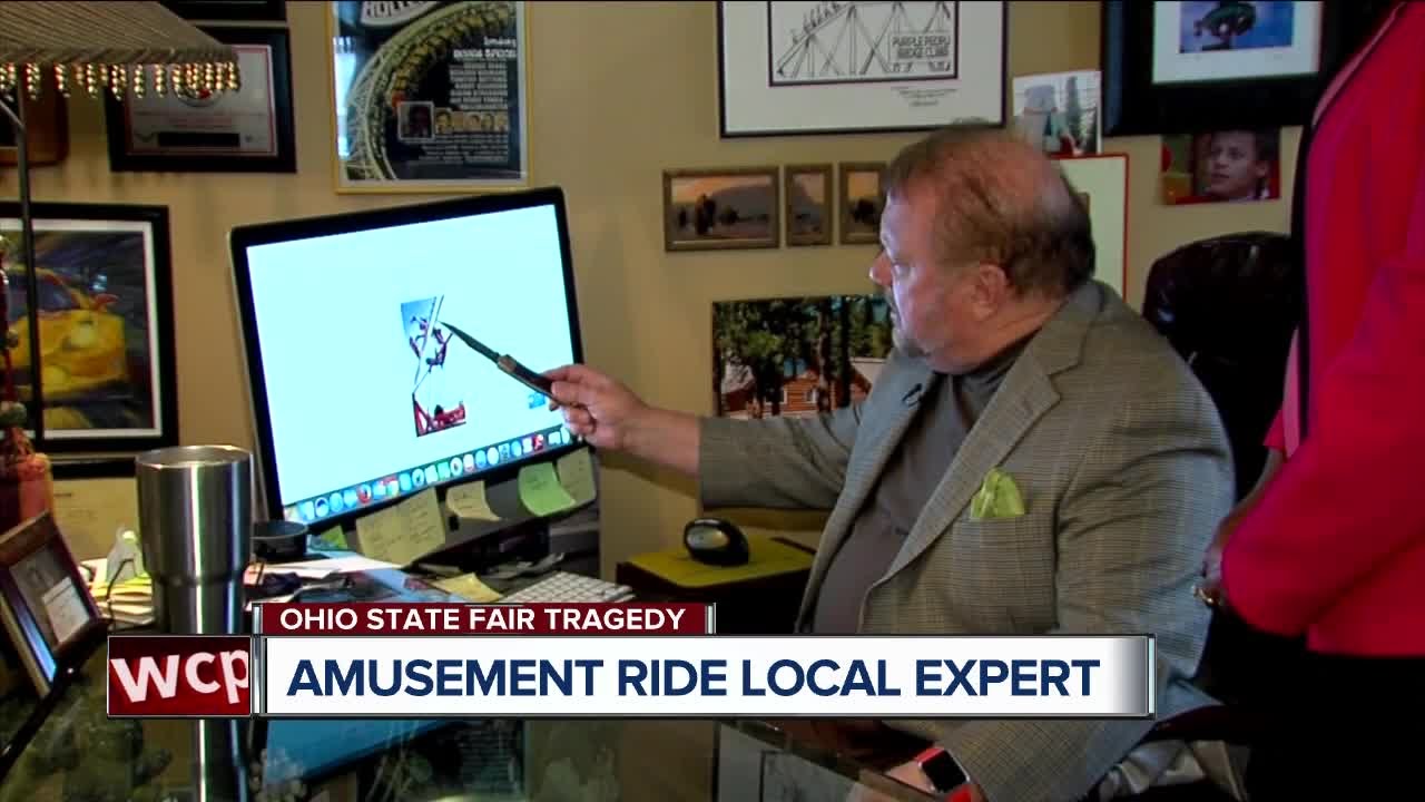 Amusement park expert examines video of ride malfunction