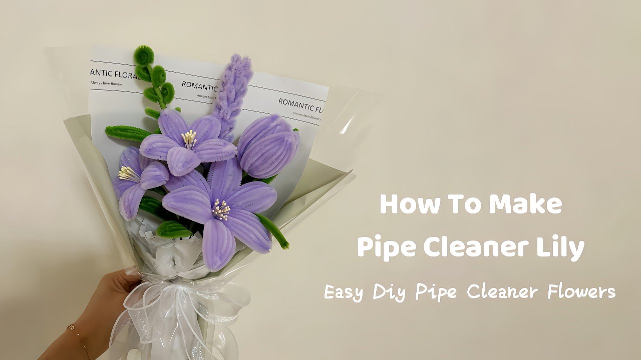 DIY Lily Flower | how to make lily flowers with pipe cleaners step by step | easy lily flower craft