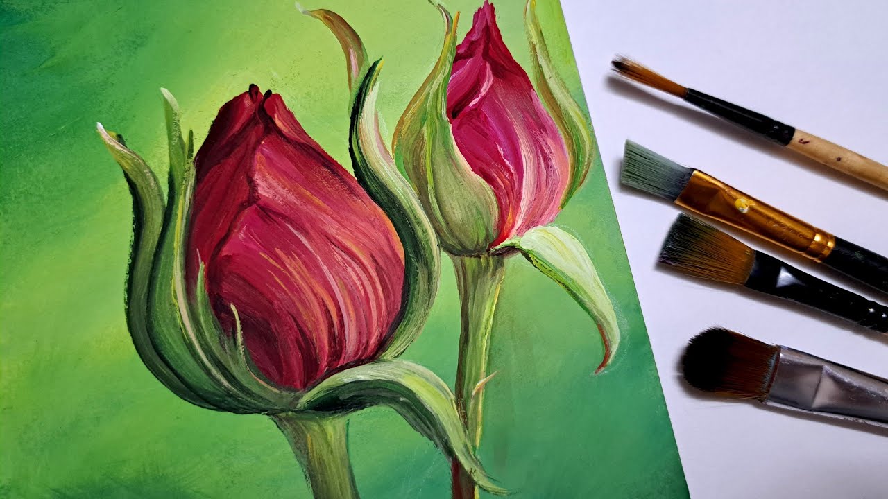 Te muestro cómo pintar rosas con acrílico. Roses with acrylic paint.