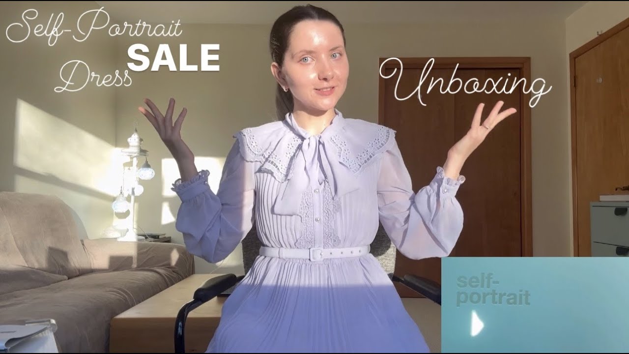 Self-Portrait Unboxing - Lilac Broderie Collar Chiffon Midi Dress BLACK FRIDAY SALE