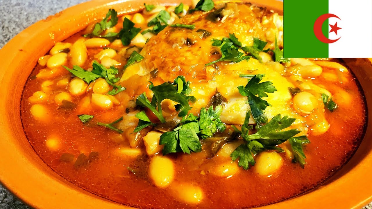 Algerian Loubia. White Beans Stew With Chicken