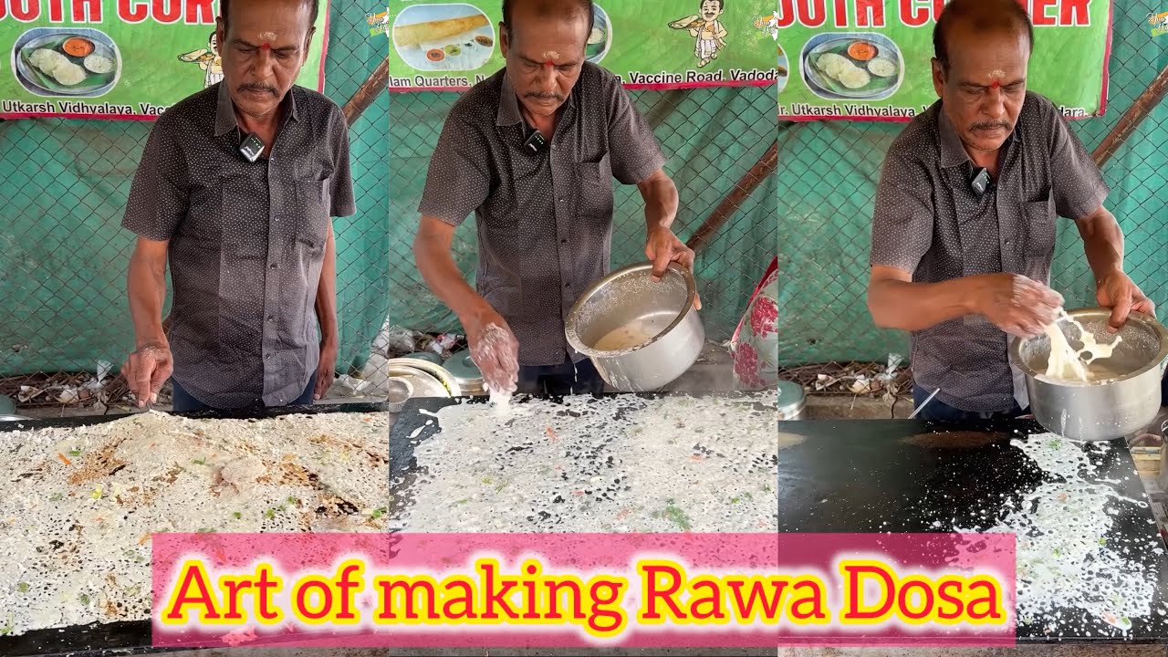 Art of making Rawa Dosa in Vadodara😍😍 Kabhi dekha hai itna Bada Dosa🤩🤩