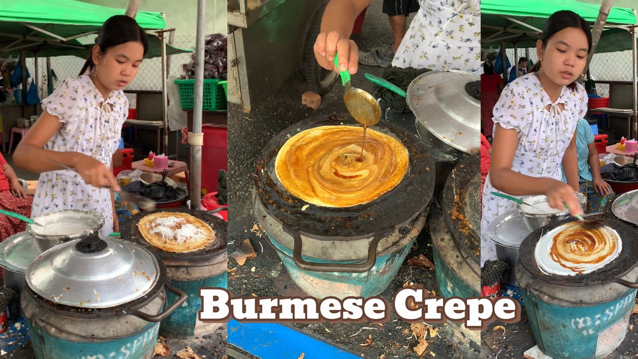 Burmese crepe making with Palm juice and egg