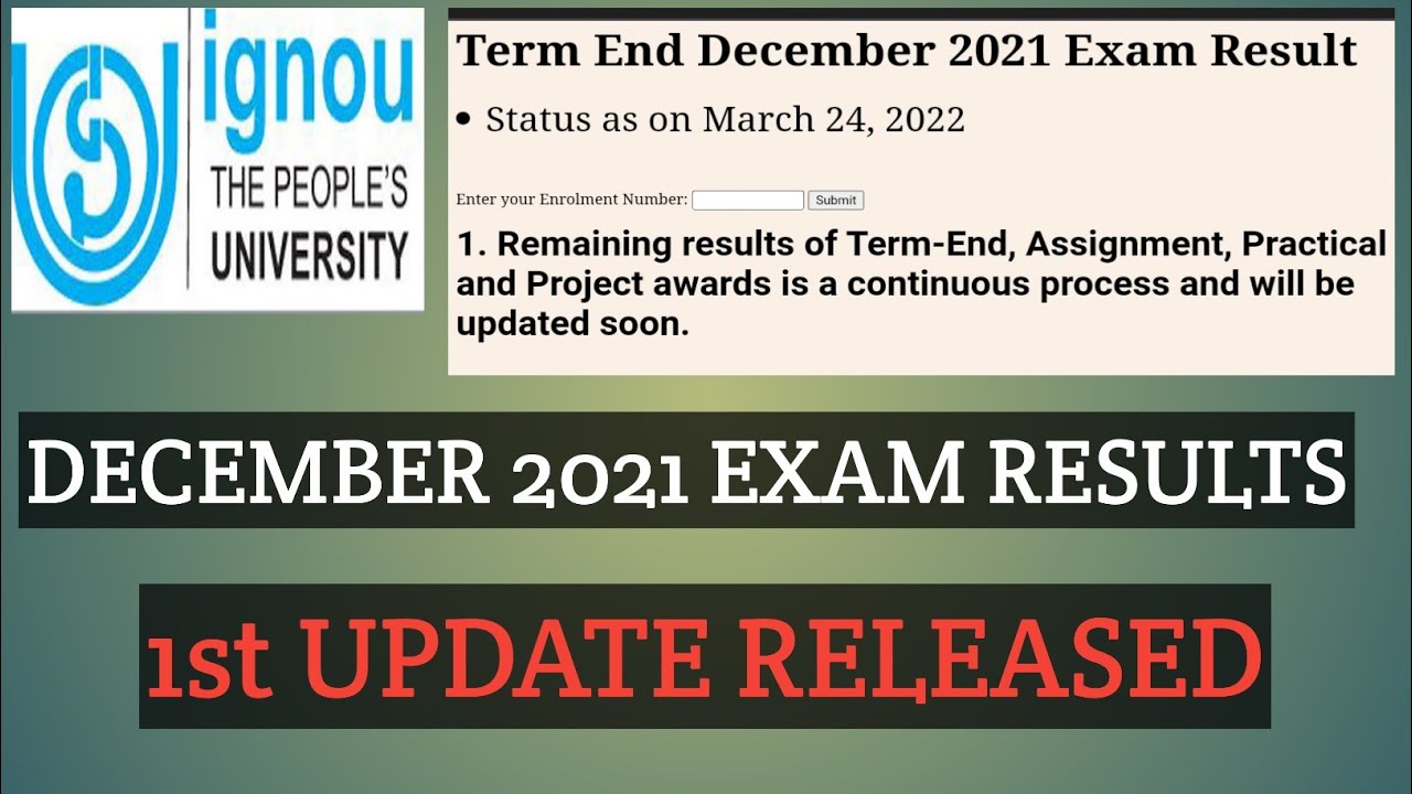 BREAKING NEWS IGNOU DECEMBER 2021 EXAM RESULTS DECLARED 1ST UPDATE RELEASED जरूर देखें ।