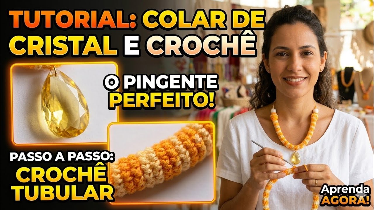 Colar de crochê tubular 💜 Elaine Braga Crochê 