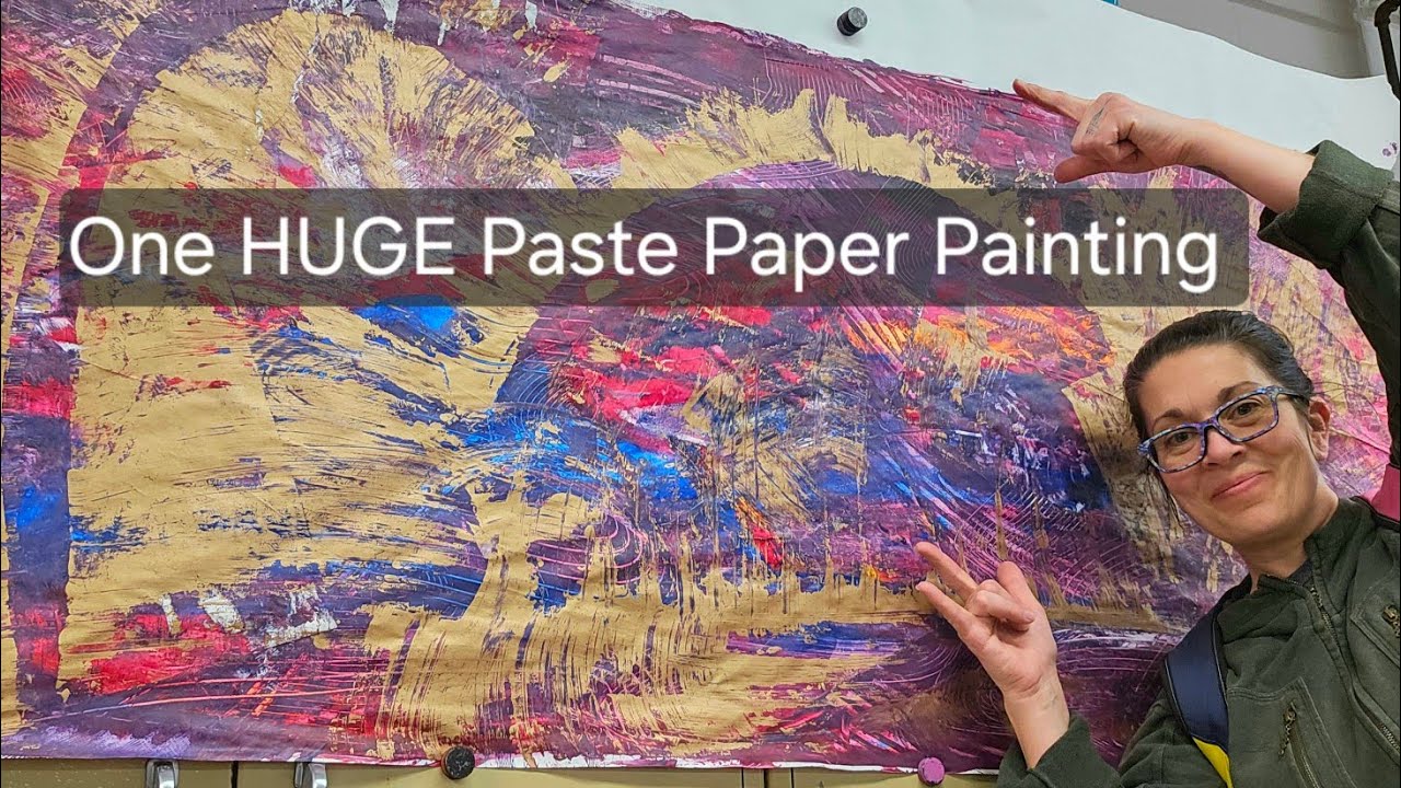 Using Up Leftover Paste Paints to Create a GIANT Paste Paper Painting 