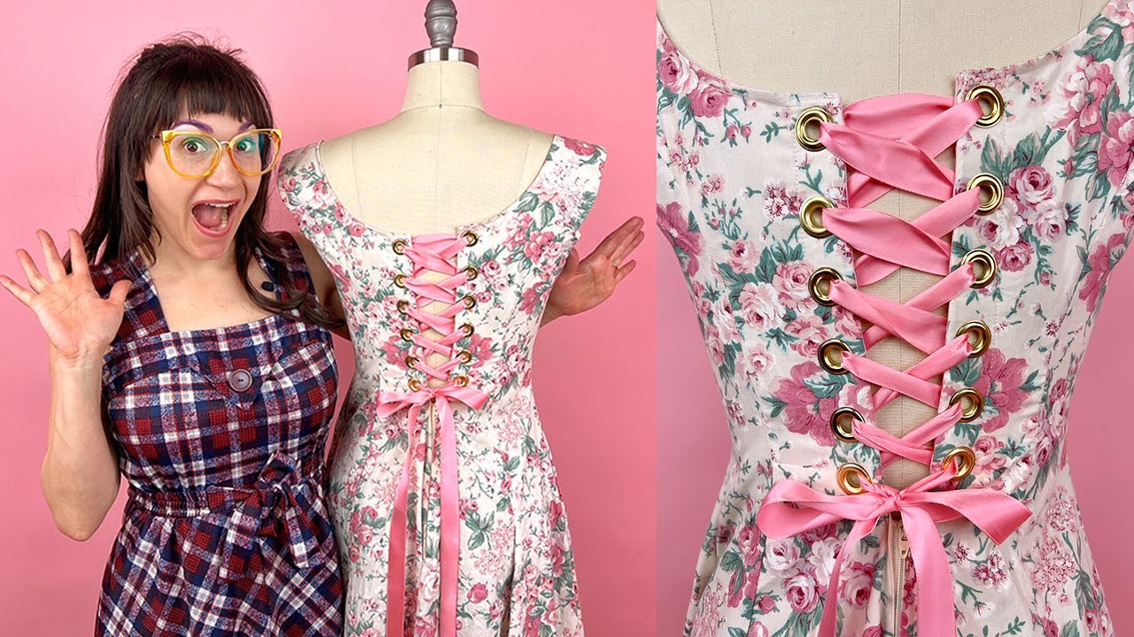 Как сделать платье больше, добавив шнуровку сзади с люверсами | Sew Anastasia