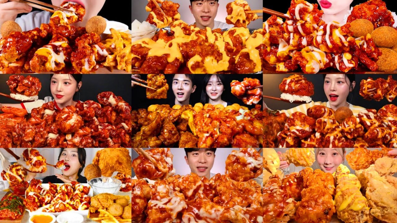 SWEET AND SPICY KOREAN CHICKEN BONELESS MUKBANG COMPILATION * MOST DELICIOUS KOREAN CHICKEN ASMR