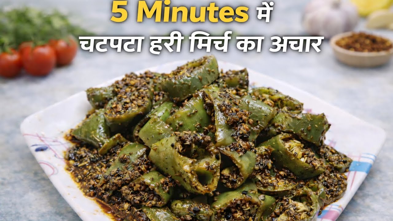5 मिनट में चटपटा हरी मिर्च का अचार | Instant Hari Mirch Pickle Recipe