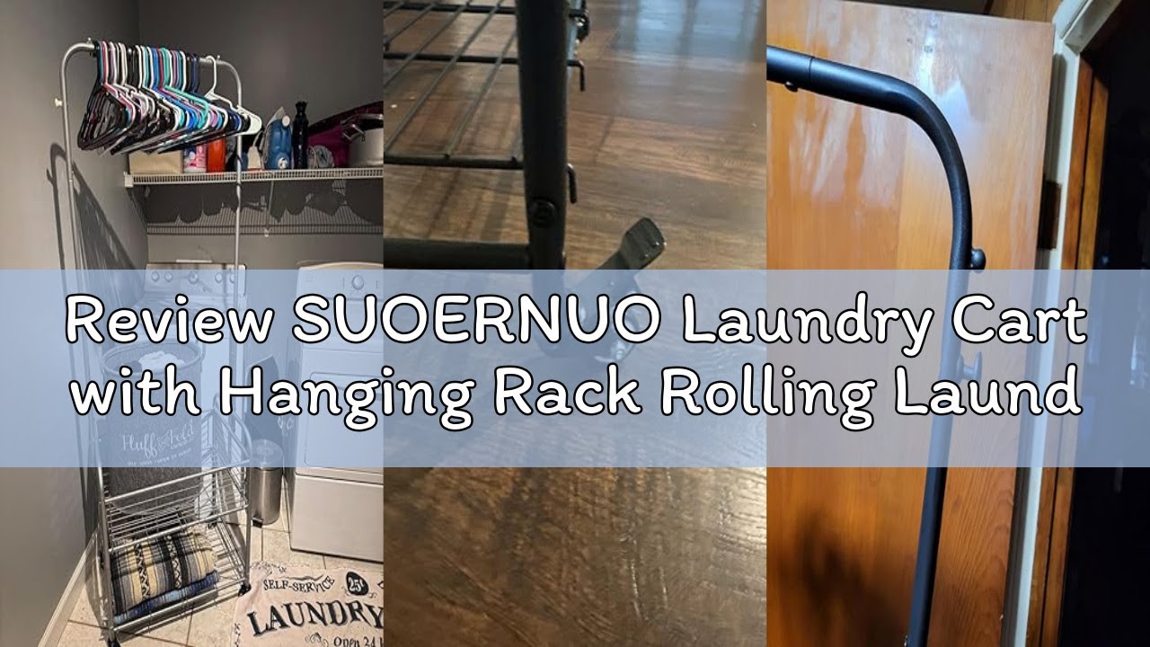 Review SUOERNUO Laundry Cart with Hanging Rack Rolling Laundry Hamper Sorter with Wheels Shelf,Black