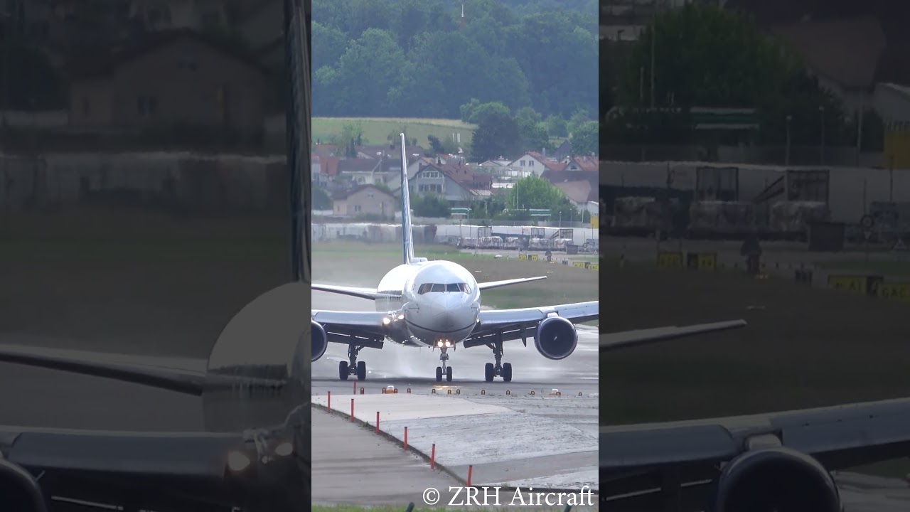 United Airlines B767 Landing Goes Wrong at Zurich Airport 