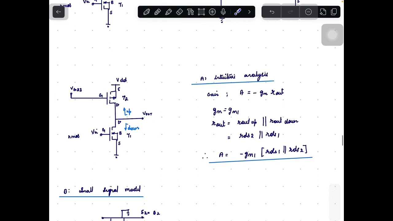Microelectronics4c: Common Source amplifier with ideal and real current source as load