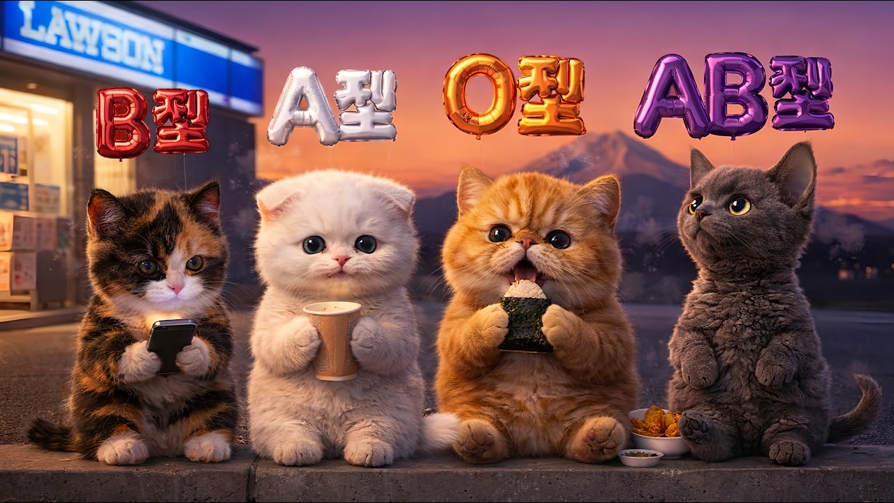 【血液型あるある】AI猫の冬のコンビニの過ごし方🐱🏪❄️【四にゃん劇場】