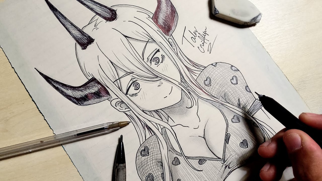 Poweeeeer!🔥 Drawing Power 4 Horns from Chainsaw Man/ Traditional Drawing | Tales Griffyn