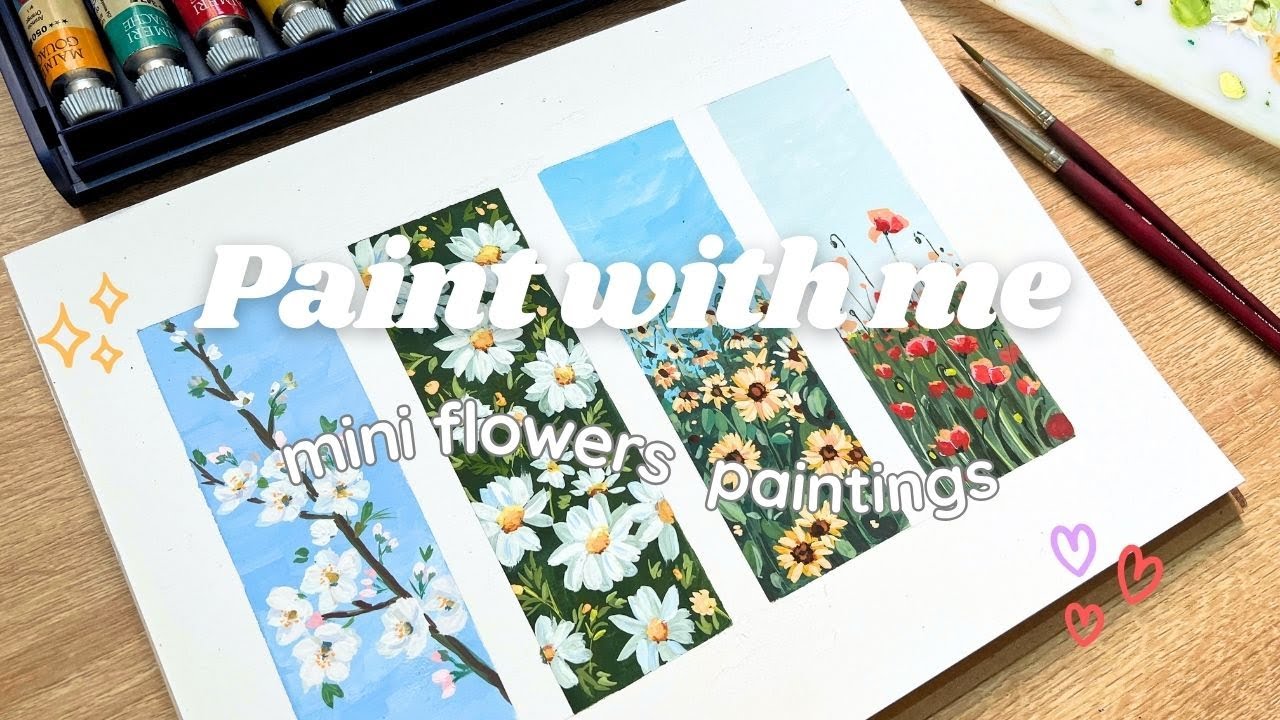 Quick and Easy Mini Flowers Gouache Painting| With Strathmore Paper and Maimeri Gouache Paints