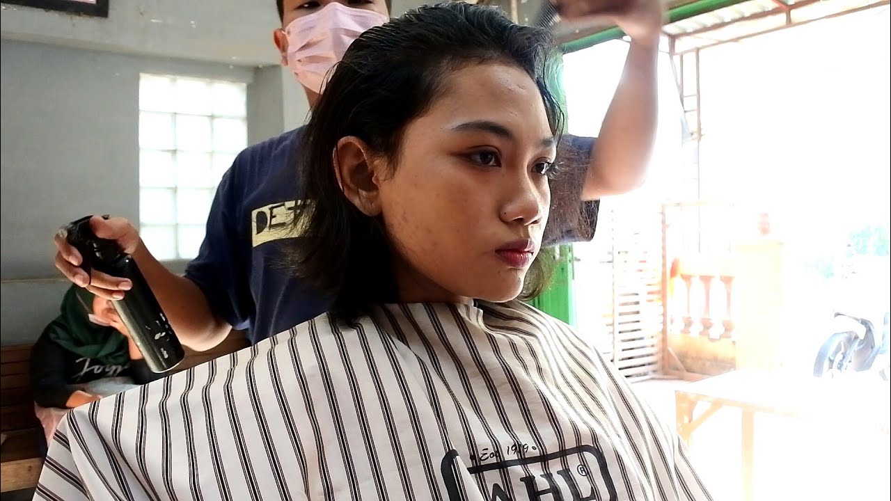Makeover Rambut Kak Ima Di Barber,Merubah Cantik ke... ||Haircut school||