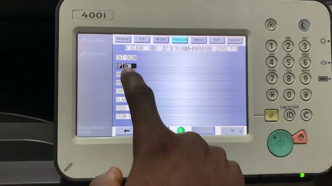 How to reset CANON 400i image runner advance