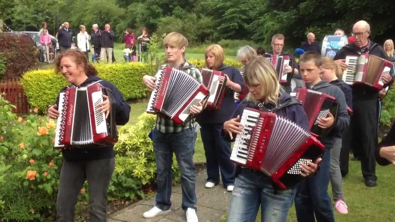 Forth Bridges Accordion Band playing  working man in Bo'ness