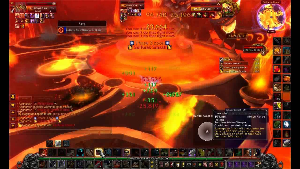 World First Arms Warrior solo Ragnaros Firelands 10N