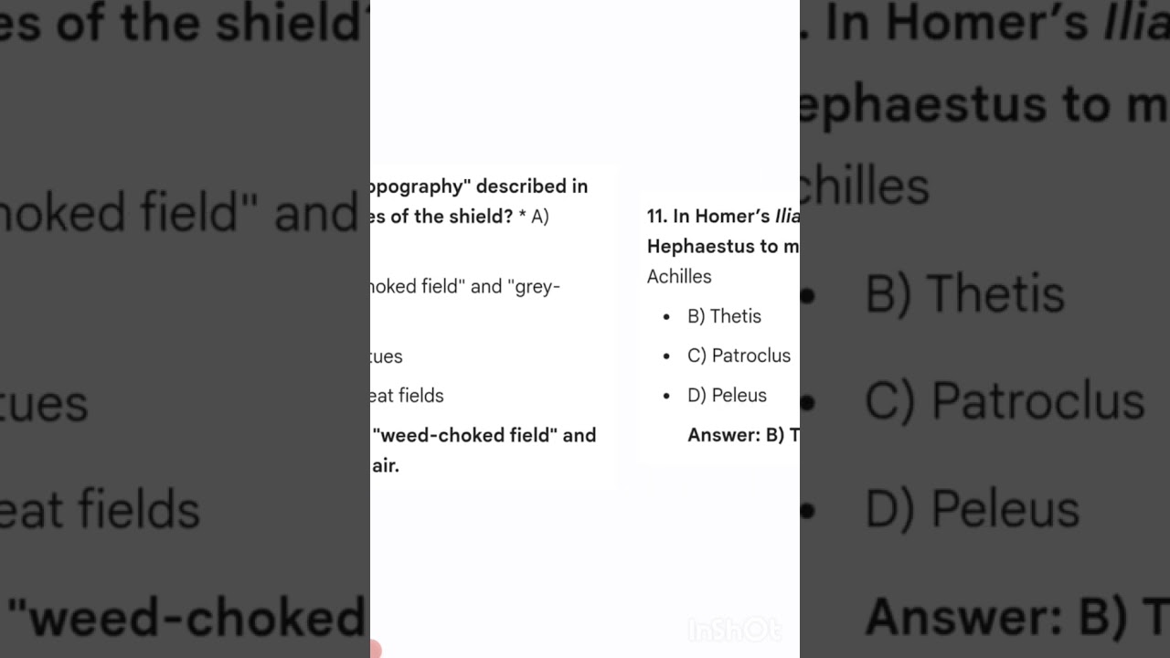 Pyq and objective questions of #The shield of achilles # by 