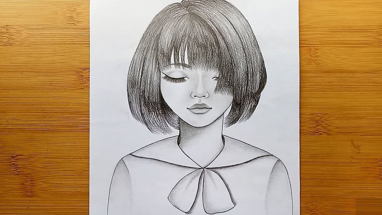 How to draw a girl with pencil sketch.