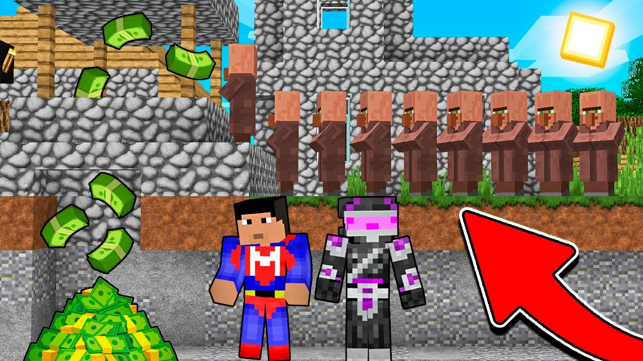ROBÉ TODO EL DINERO DE LOS ALDEANOS EN MINECRAFT TROLL 🤑