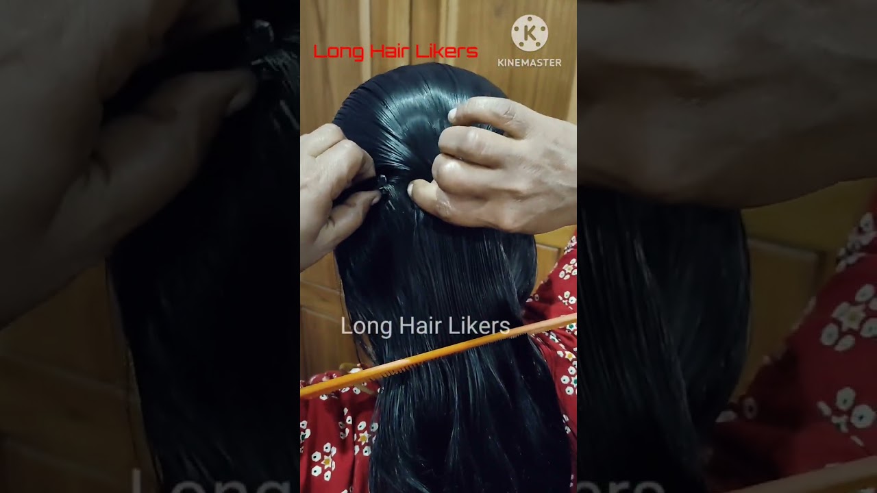 Heavy Oily Combing/Making Pony Tail & Play By Men @longhairlikers2592