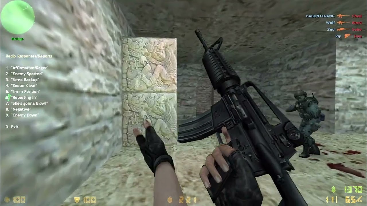 CS Condition Zero Aztec, against hard bot 15 round match as a CT force.