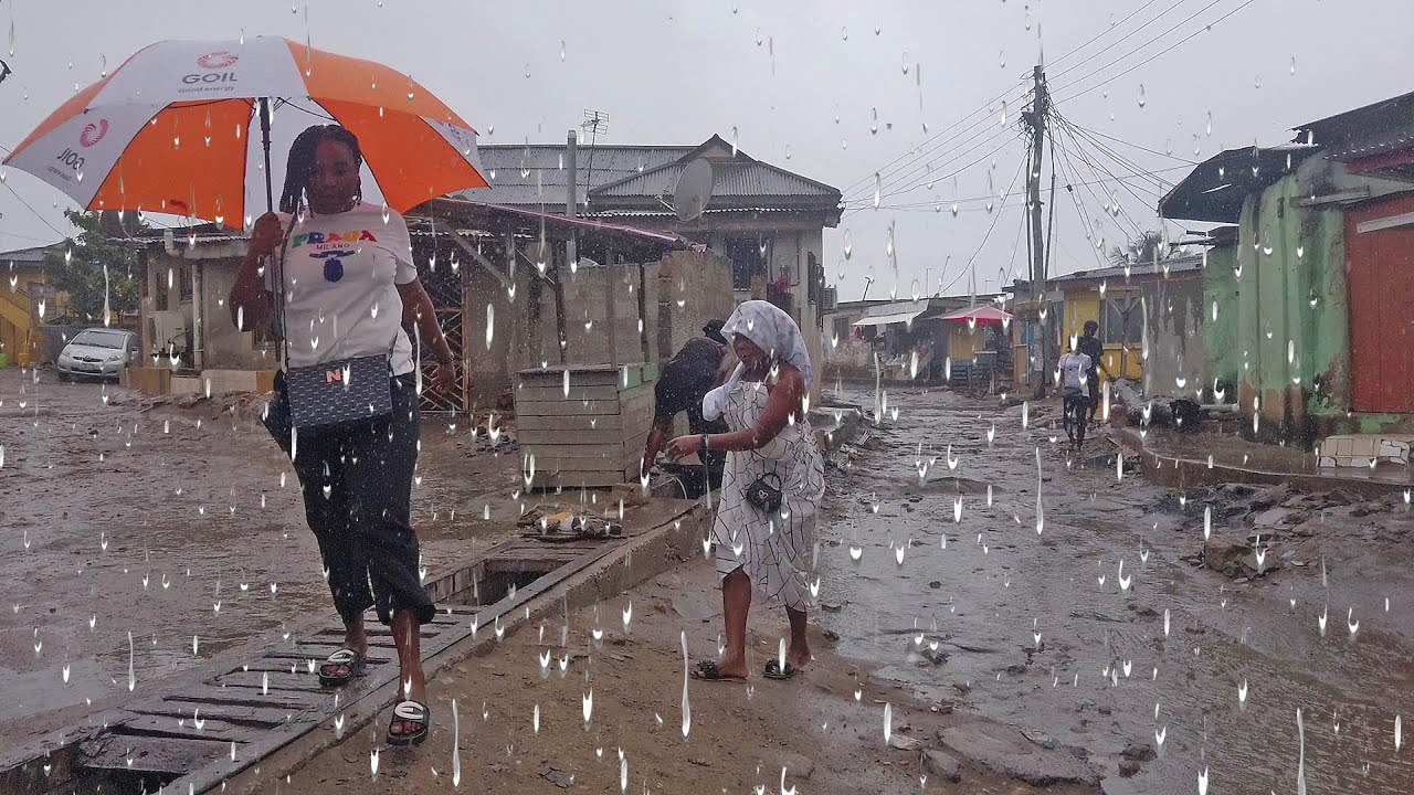 RAINY DAYY IN LOCAL GHANA COMMUNITY, ACCRA NUNGUA