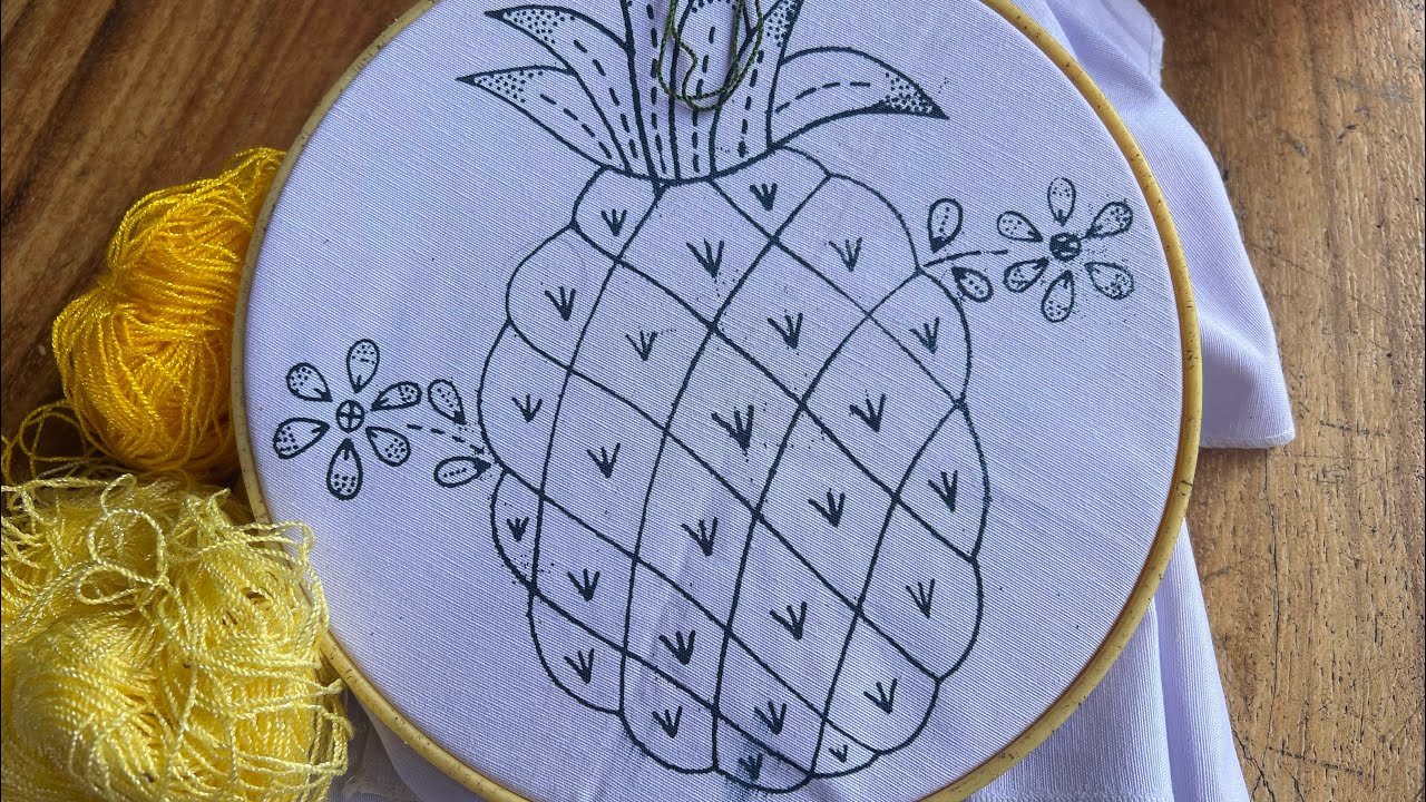 PUNTADA PARA UNA PIÑA 🍍 Como bordar una piña 🍍 @tusideasenbordados 