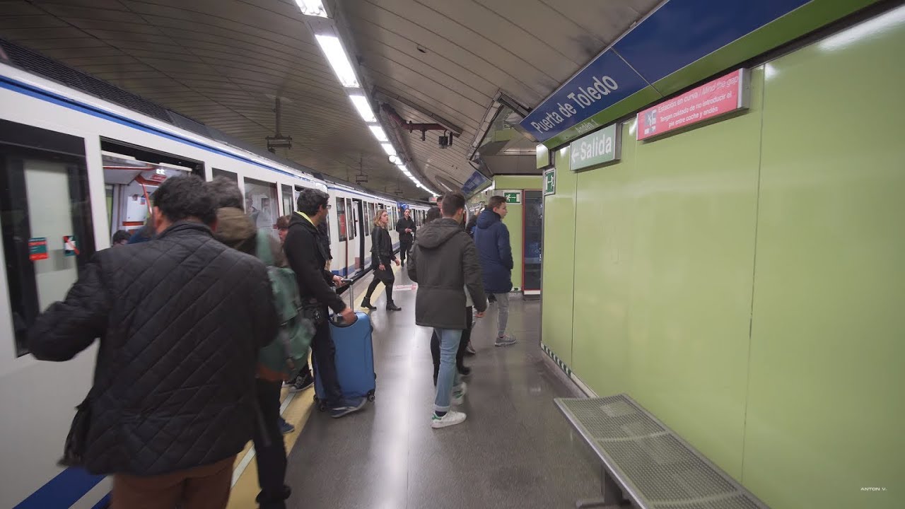 Spain, Madrid, metro night ride from La Latina to Puerta de Toledo