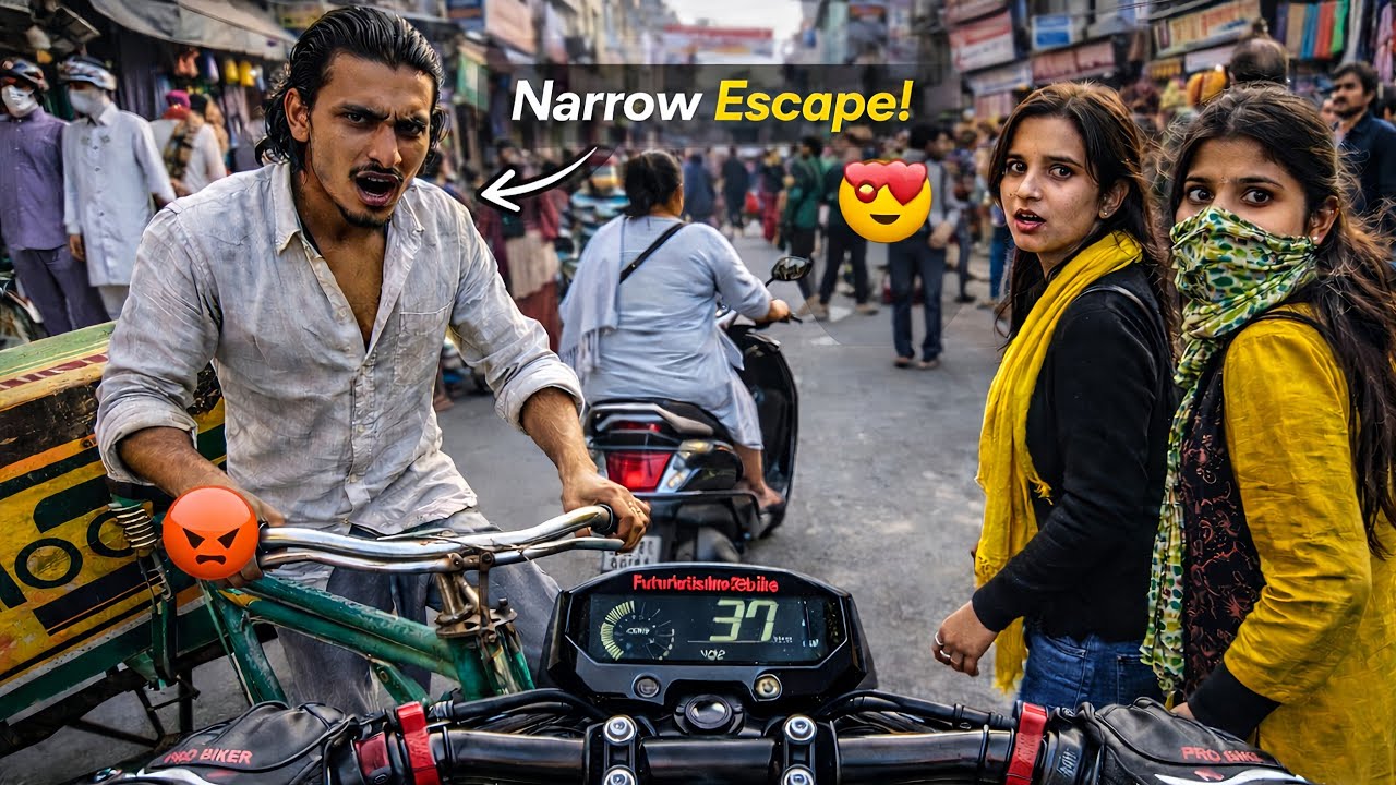 Narrow Escape in Indian Market 😱 | Crazy POV Bike Ride Gone Wrong!