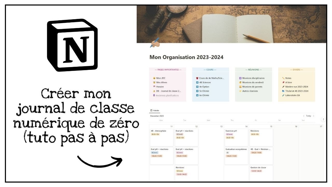 Notion pour les Profs - Créer son journal de classe numérique de zéro (TUTO pas à pas)