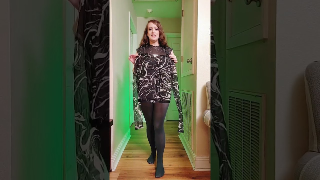 Shocking reveal: Pantyhose try on for shiny legs and body