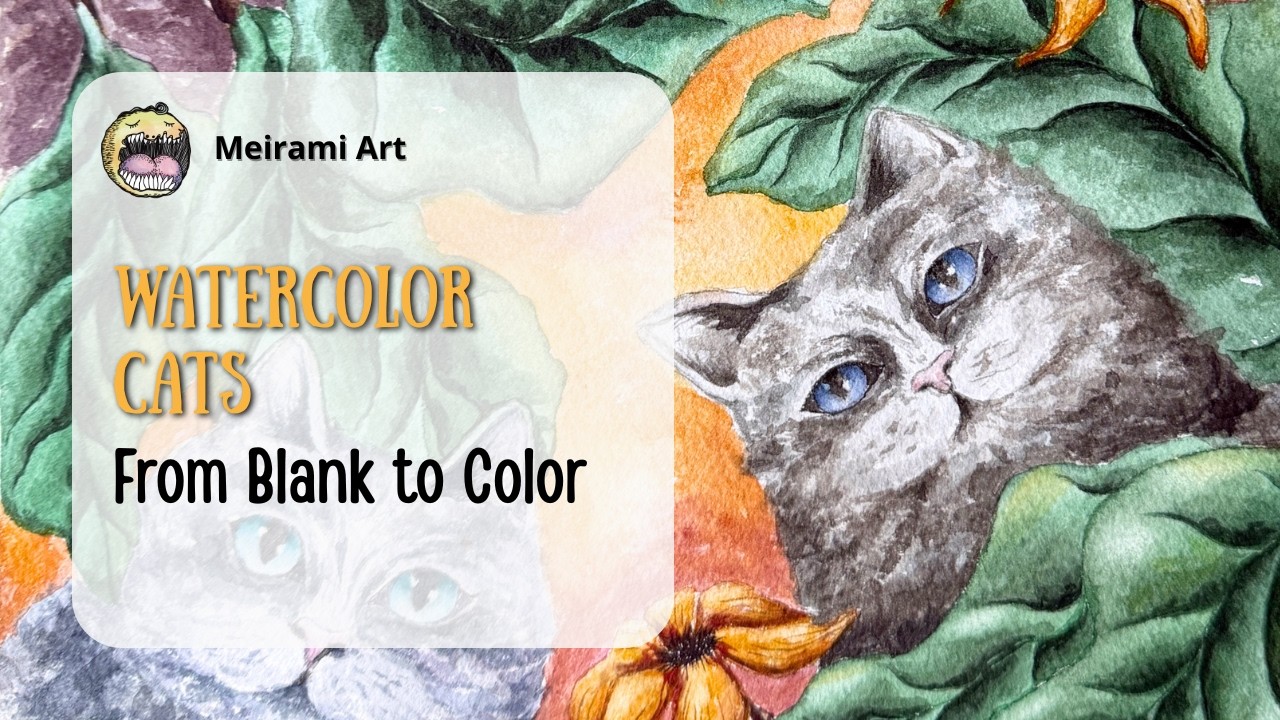 From Sketch to Finish: Watercolor Cats in a Tree (Timelapse)
