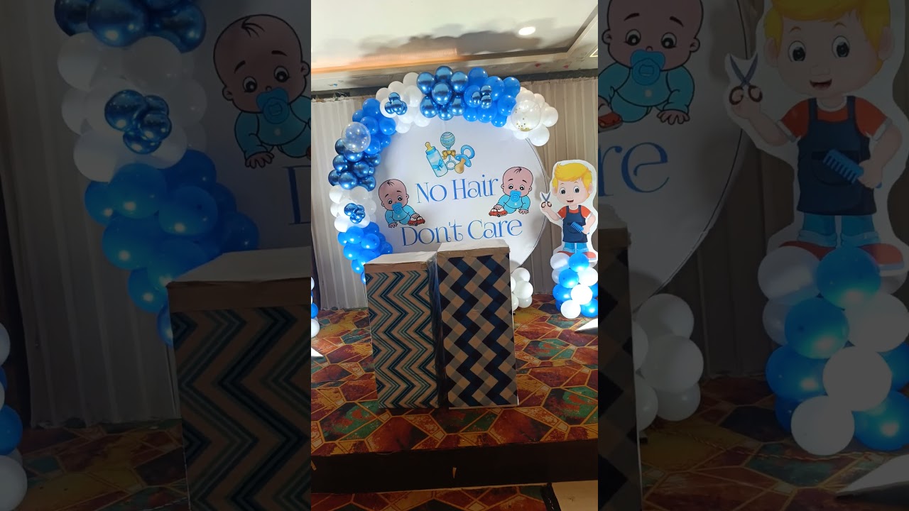 mundan ceremony balloon decoration #mundan no hair don't care #party #themedecoration