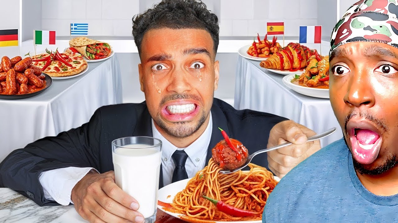 AMERICAN REACTS TO EATING THE SPICIEST FOOD FROM EVERY COUNTRY: EUROPE EDITION