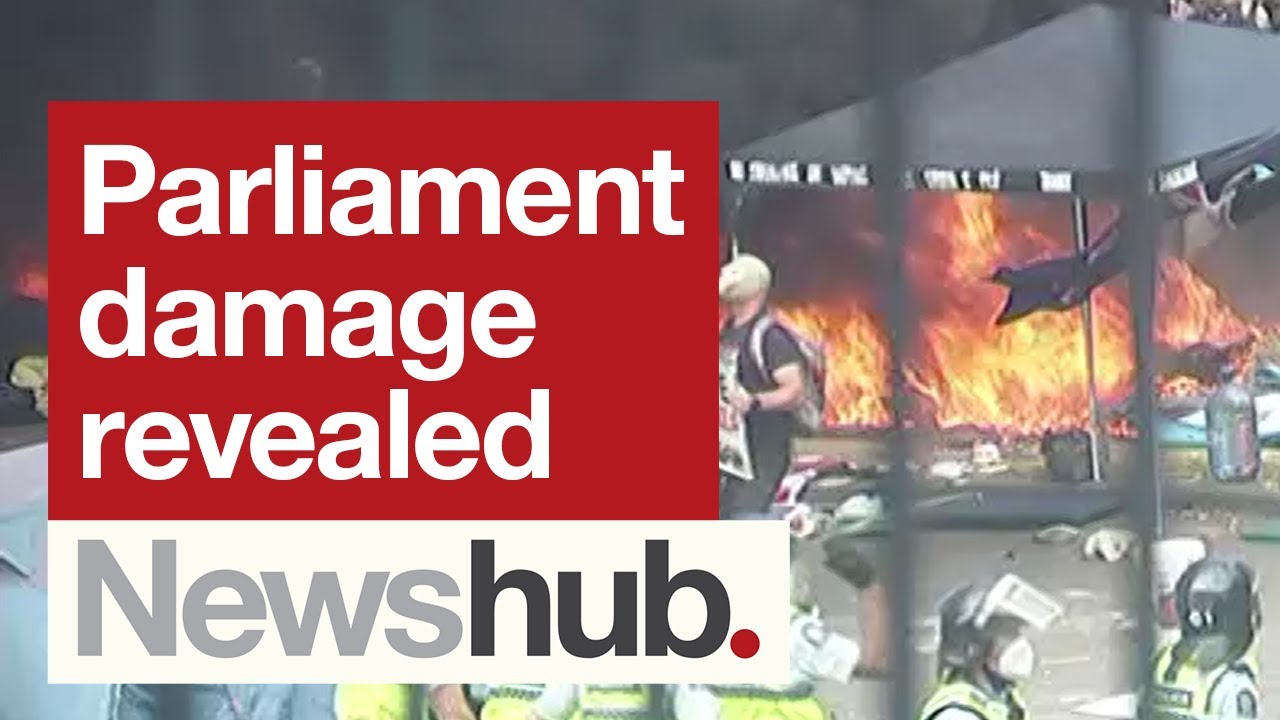 PM surveys damage to Parliament grounds as anti-mandate protest brought to an end | Newshub