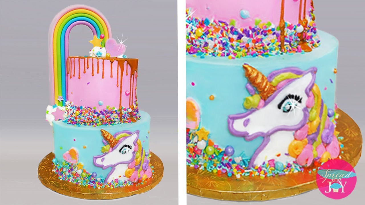 How To Make a Unicorn and Rainbow Cake | Chocolate Hearts and Stars